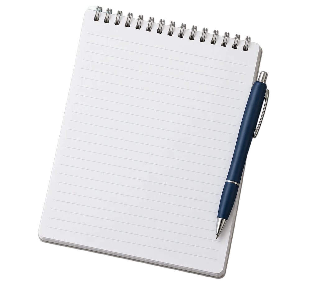 Blocco note a spirale con penna